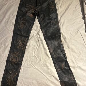 Leather snake skin jeggings